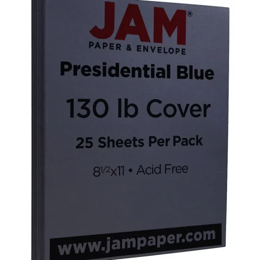 JAM Paper Card Stock<Extra Heavyweight 130 lb. Cardstock Paper, 8.5" x 11", Navy Blue, 25 Sheets/Pack (296131627)