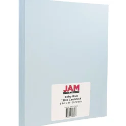 JAM Paper Card Stock<Extra Heavyweight 130 lb. Cardstock Paper, 8.5" x 11", Baby Blue, 25 Sheets/Pack (296131623)
