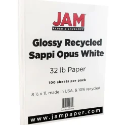 JAM Paper Photo Paper<Glossy Presentation Paper, 8.5" x 11", 100 Sheets/Pack (1034701D)