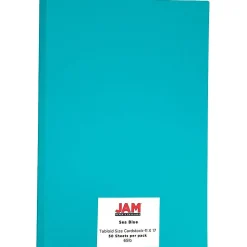 JAM Paper Card Stock<Ledger 65 lb. Cardstock Paper, 11" x 17", Sea Blue, 50 Sheets/Pack (16728482)