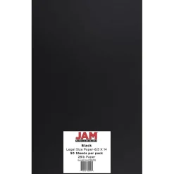 JAM Paper Multipurpose Paper<Legal Matte 8.5" x 14" Multipurpose Paper, 28 lbs., Black, 50 Sheets/Pack (64429500)