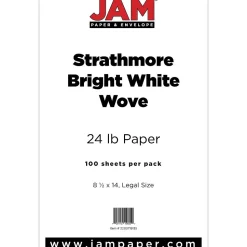 JAM Paper Resume Paper<® Legal Strathmore 24lb Paper, 8.5 x 14, Bright White Wove, 100 Sheets/Pack (2203719135)