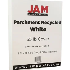 JAM Paper Card Stock<Parchment 65 lb. Cardstock Paper, 8.5" x 11", White, 250 Sheets/Ream (171114B)