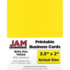 JAM Paper Business Cards<® Printable Business Cards, 3 1/2 x 2, Yellow, 100/Pack (22128336)