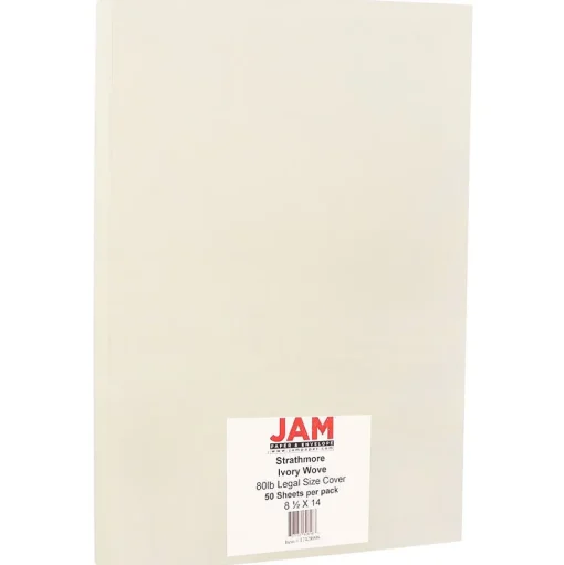 JAM Paper Card Stock<Strathmore 80 lb. Cardstock Paper, 8.5" x 14", Ivory White Wove, 50 Sheets/Pack (17428906)
