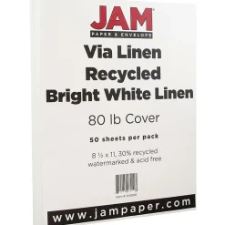 JAM Paper Card Stock<Strathmore 80 lb. Cardstock Paper, 8.5" x 11", Bright White, 50 Sheets/Pack (144000)