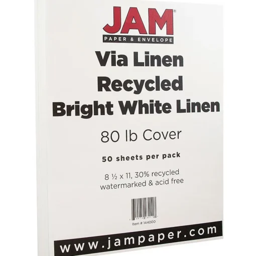 JAM Paper Card Stock<Strathmore 80 lb. Cardstock Paper, 8.5" x 11", Bright White, 50 Sheets/Pack (144000)