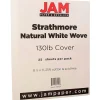 JAM Paper Card Stock<Strathmore 130 lb. Cardstock Paper, 8.5" x 11", Natural White, 25 Sheets/Pack (1196724)