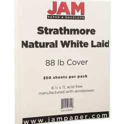 JAM Paper Card Stock<Strathmore 80 lb. Cardstock Paper, 8.5" x 11", Natural White, 250 Sheets/Ream (301015B)