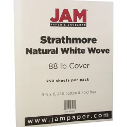 JAM Paper Card Stock<Strathmore 80 lb. Cardstock Paper, 8.5" x 11", Natural White, 250 Sheets/Ream (301115B)