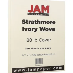 JAM Paper Card Stock<Strathmore 80 lb. Cardstock Paper, 8.5" x 11", Ivory Wove, 250 Sheets/Ream (301125B)