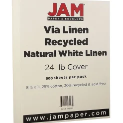 JAM Paper Resume Paper<® Strathmore 24lb Paper, 8.5 x 11, Natural White Linen, 500 Sheets/Ream (143530B)