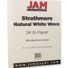 JAM Paper Resume Paper<® Strathmore 24lb Paper, 8.5 x 11, Natural White Wove, 100 Sheets/Pack (300033)