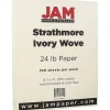 JAM Paper Resume Paper<® Strathmore 24lb Paper, 8.5 x 11, Ivory Wove, 100 Sheets/Pack (191259)
