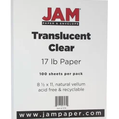 JAM Paper Multipurpose Paper<Translucent Vellum 8.5" x 11" Multipurpose Paper, 17 lbs., 100 Brightness, 500 Sheets/Ream (1379)
