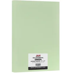 JAM Paper Card Stock<® Vellum Bristol 67lb Cardstock, 11 x 17 Tabloid Coverstock, Green, 50 Sheets/Pack (16932836)