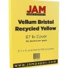 JAM Paper Card Stock<Vellum Bristol 67 lb. Cardstock Paper, 8.5" x 11", Yellow, 50 Sheets/Pack (169838)