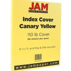 JAM Paper Card Stock<Vellum Bristol 110 lb. Cardstock Paper, 8.5" x 11", Canary Yellow, 50 Sheets/Pack (816917020)