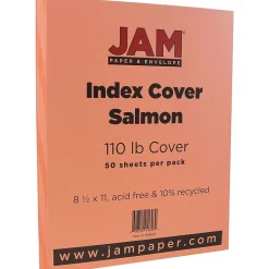 JAM Paper Card Stock<Vellum Bristol 110 lb. Cardstock Paper, 8.5" x 11", Salmon Pink, 50 Sheets/Pack (169856)