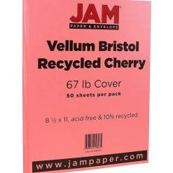 JAM Paper Card Stock<Vellum Bristol 67 lb. Cardstock Paper, 8.5" x 11", Cherry Red, 50 Sheets/Pack (169823)