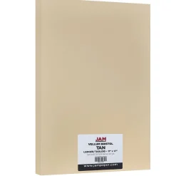 JAM Paper Card Stock<Vellum Bristol Cardstock Paper, 67 lbs., 11" x 17", Tan, 50 Sheets/Pack (16932840)
