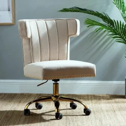 Karat Home Office Chairs<Armless Polyester Swivel Task Chair, Tan (OFM0001-TAN)