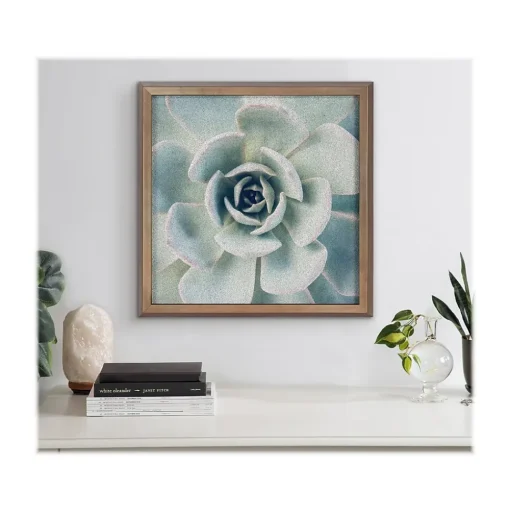 Kate & Laurel Bulletin<F2 Images Succulent 7 Cork Bulletin Board, Gold Frame, 1' x 1' (222048)