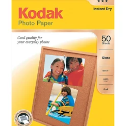 Kodak Photo Paper<Glossy Photo Paper, 8.5" x 11", 50 Sheets/Pack (KOD1213719)