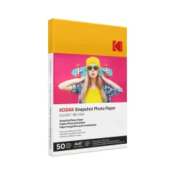 Kodak Photo Paper<Snapshot Glossy Photo Paper, 4" x 6", 50 Sheets/Pack (41304)