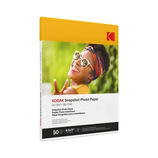 Kodak Photo Paper<Snapshot Glossy Photo Paper, 8.5" x 11", 50 Sheets/Pack (41301)