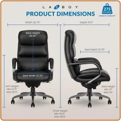 La-Z-Boy Office Chairs<Aberdeen Bonded Leather Computer and Desk Chair, Black (51545-BLK)