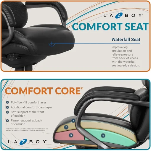La-Z-Boy Office Chairs<Aberdeen Bonded Leather Computer and Desk Chair, Black (51545-BLK)