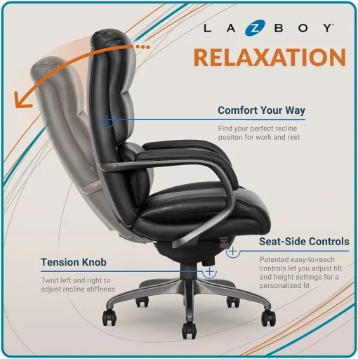La-Z-Boy Office Chairs<Aberdeen Bonded Leather Computer and Desk Chair, Black (51545-BLK)