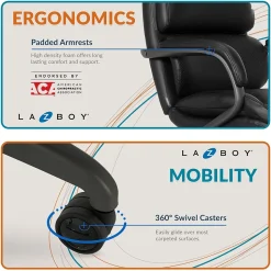 La-Z-Boy Office Chairs<Aberdeen Bonded Leather Computer and Desk Chair, Black (51545-BLK)
