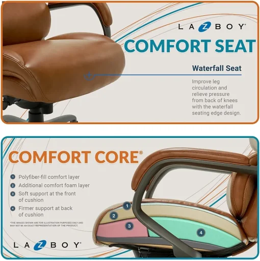 La-Z-Boy Ergonomic Chairs<Aberdeen Ergonomic Bonded Leather Swivel Computer and Desk Chair, (51545-CAM)