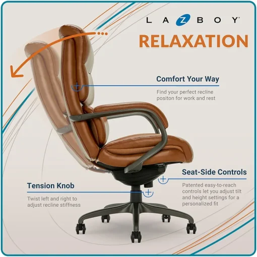 La-Z-Boy Ergonomic Chairs<Aberdeen Ergonomic Bonded Leather Swivel Computer and Desk Chair, (51545-CAM)