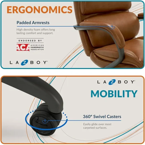 La-Z-Boy Ergonomic Chairs<Aberdeen Ergonomic Bonded Leather Swivel Computer and Desk Chair, (51545-CAM)