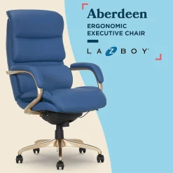 La-Z-Boy Office Chairs<Aberdeen Ergonomic Bonded Leather Swivel Executive Chair, Blue (51545-BLU)