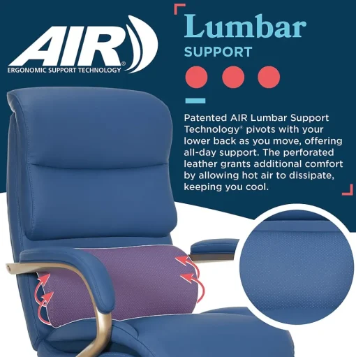 La-Z-Boy Office Chairs<Aberdeen Ergonomic Bonded Leather Swivel Executive Chair, Blue (51545-BLU)