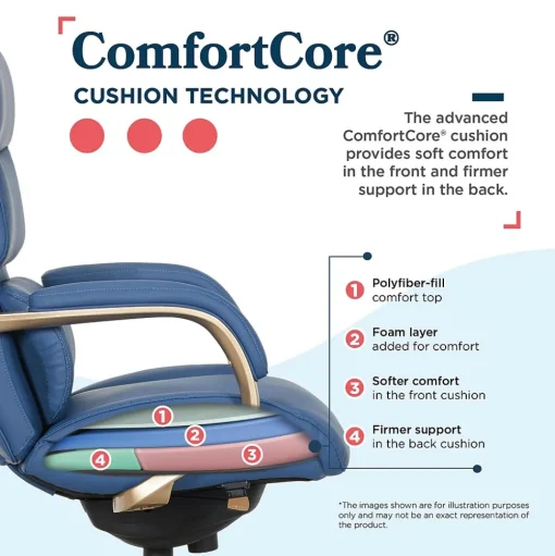 La-Z-Boy Office Chairs<Aberdeen Ergonomic Bonded Leather Swivel Executive Chair, Blue (51545-BLU)