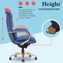 La-Z-Boy Office Chairs<Aberdeen Ergonomic Bonded Leather Swivel Executive Chair, Blue (51545-BLU)