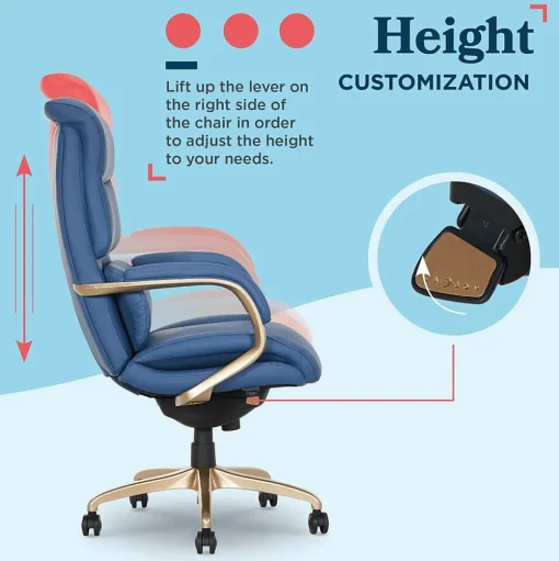 La-Z-Boy Office Chairs<Aberdeen Ergonomic Bonded Leather Swivel Executive Chair, Blue (51545-BLU)