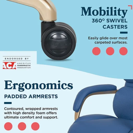 La-Z-Boy Office Chairs<Aberdeen Ergonomic Bonded Leather Swivel Executive Chair, Blue (51545-BLU)