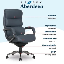 La-Z-Boy Office Chairs<Aberdeen Ergonomic Bonded Leather Swivel Executive Chair, Dark Blue (51545-DBLU)