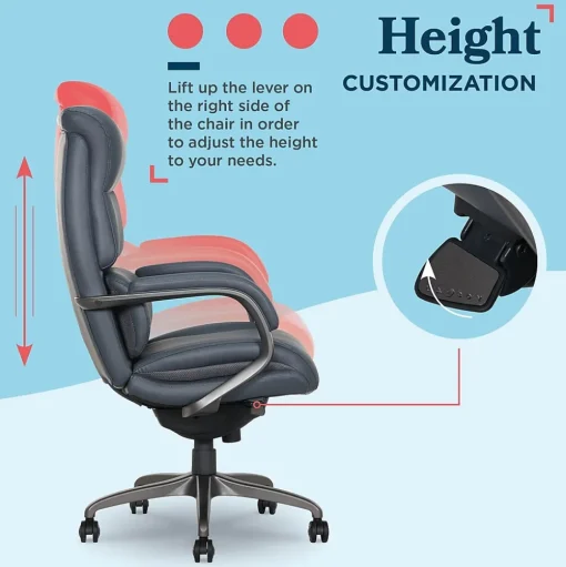 La-Z-Boy Office Chairs<Aberdeen Ergonomic Bonded Leather Swivel Executive Chair, Dark Blue (51545-DBLU)