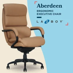 La-Z-Boy Office Chairs<Aberdeen Ergonomic Bonded Leather Swivel Executive Chair, Tan (51545-TAN)