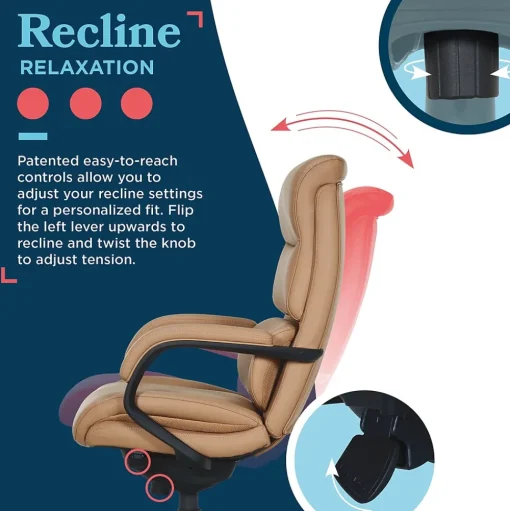 La-Z-Boy Office Chairs<Aberdeen Ergonomic Bonded Leather Swivel Executive Chair, Tan (51545-TAN)