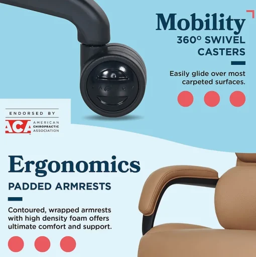 La-Z-Boy Office Chairs<Aberdeen Ergonomic Bonded Leather Swivel Executive Chair, Tan (51545-TAN)