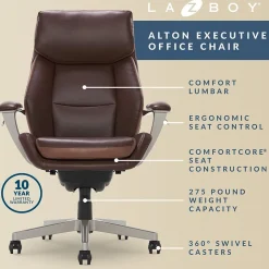 La-Z-Boy Ergonomic Chairs<Alton Ergonomic Bonded Leather Swivel Executive Chair, (51544-BRN)
