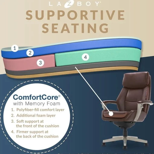 La-Z-Boy Ergonomic Chairs<Alton Ergonomic Bonded Leather Swivel Executive Chair, (51544-BRN)